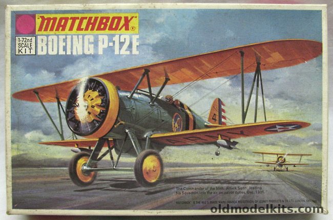 Matchbox 1/72 Boeing P-12E - US Army 95th Attack Sq or 27th Pursuit Sq 1st Pursuit Group, PK3 plastic model kit